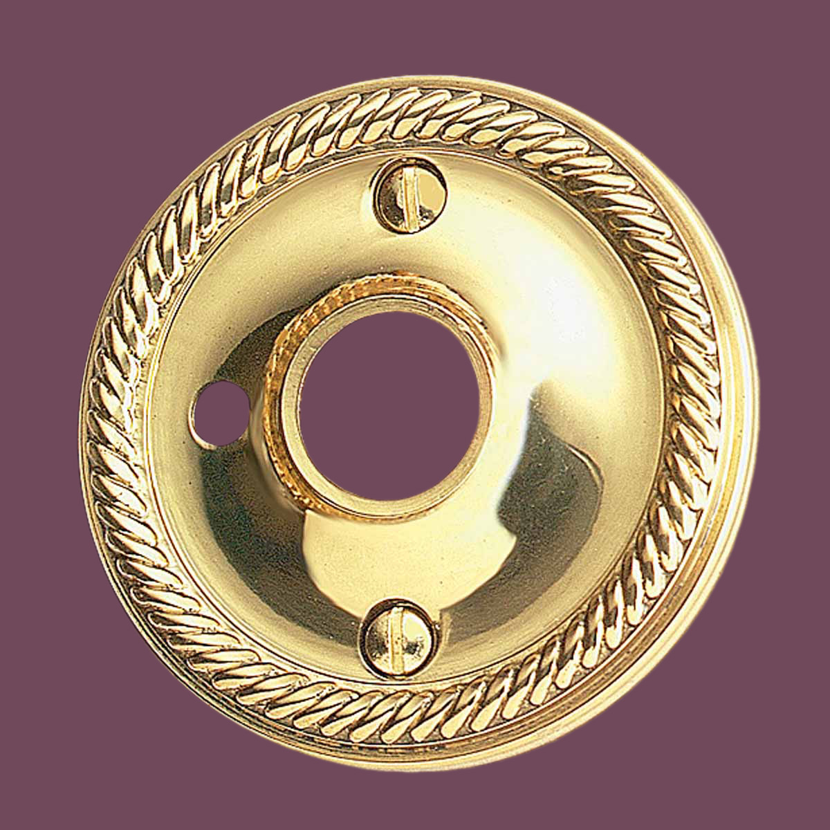 Pair Rosette Bright Solid Brass 2 1/2" Braided Knob Privacy Ren