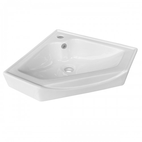 Alexander III 24" White Corner Wall Mounted Modern Bathroom Sink Combo with Faucet, Drain and Overflow image-5