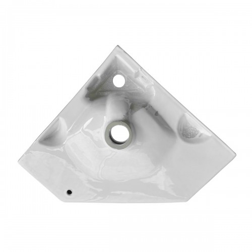 Alexander III 24" White Corner Wall Mounted Modern Bathroom Sink Combo with Faucet, Drain and Overflow image-7