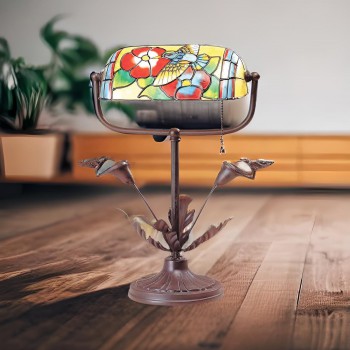 Table Lamps Antique Brass Style Stained Glass Table Mount Lamp 