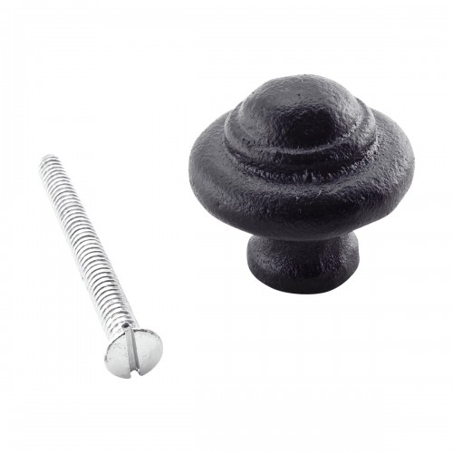50 Cast Iron Cabinet Knob Black Round 1-1/8" Dia. image-6