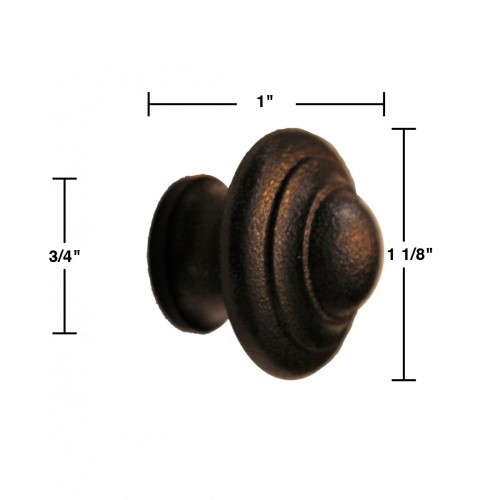 50 Cast Iron Cabinet Knob Black Round 1-1/8" Dia. image-7