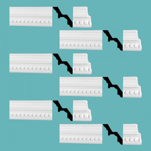 Cornice White Urethane Laurah Ornate Design 6 Pieces Totaling 474" Length image-2