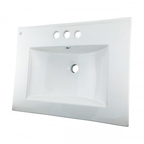Drop In Sink Self Rimming for Bathroom White 24'' Centerset Holes image-8