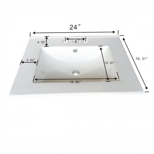 Drop In Sink Self Rimming for Bathroom White 24'' Centerset Holes image-10