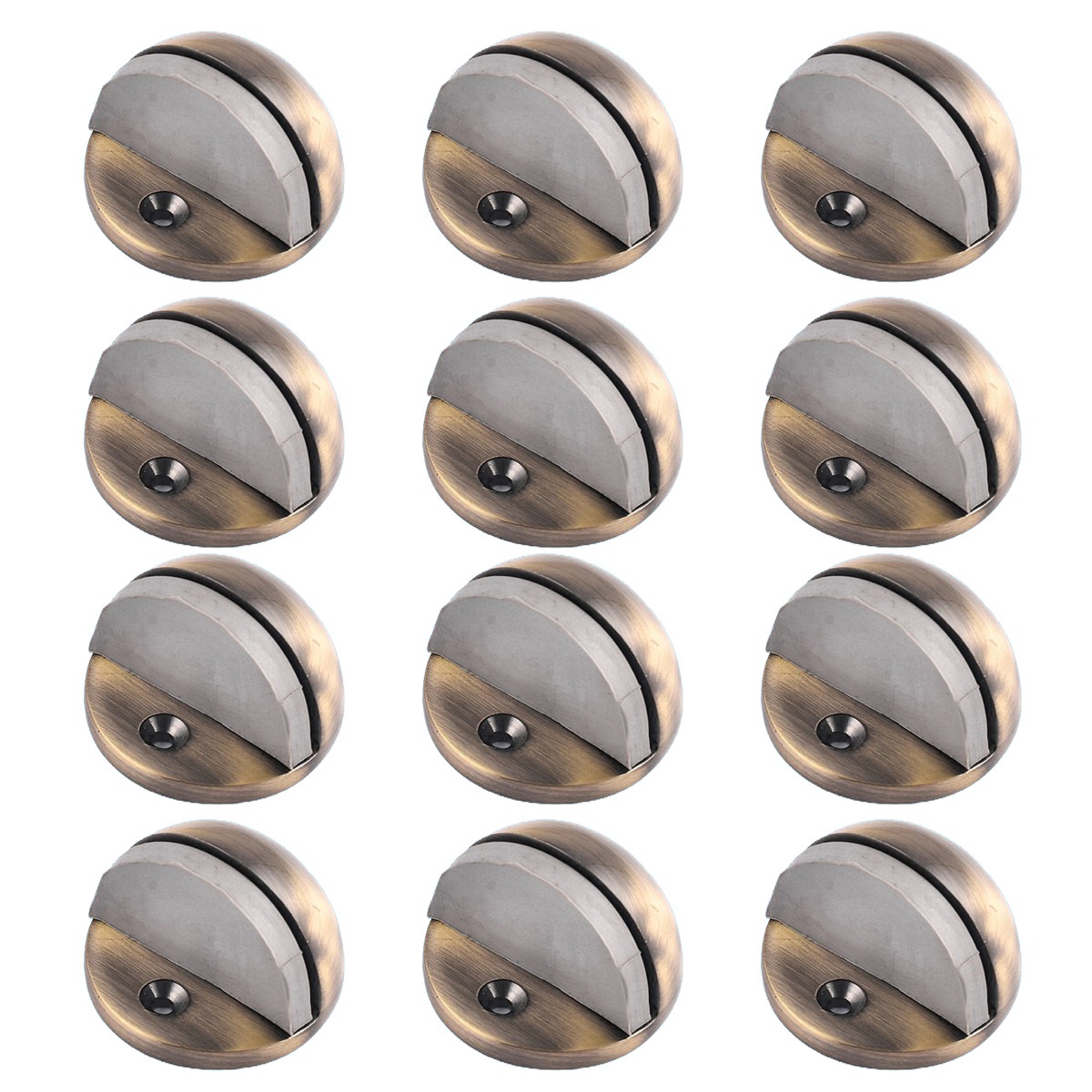 Door Stop Antique Brass Eclipse Dark Floor Mount Bumper Pack of 12