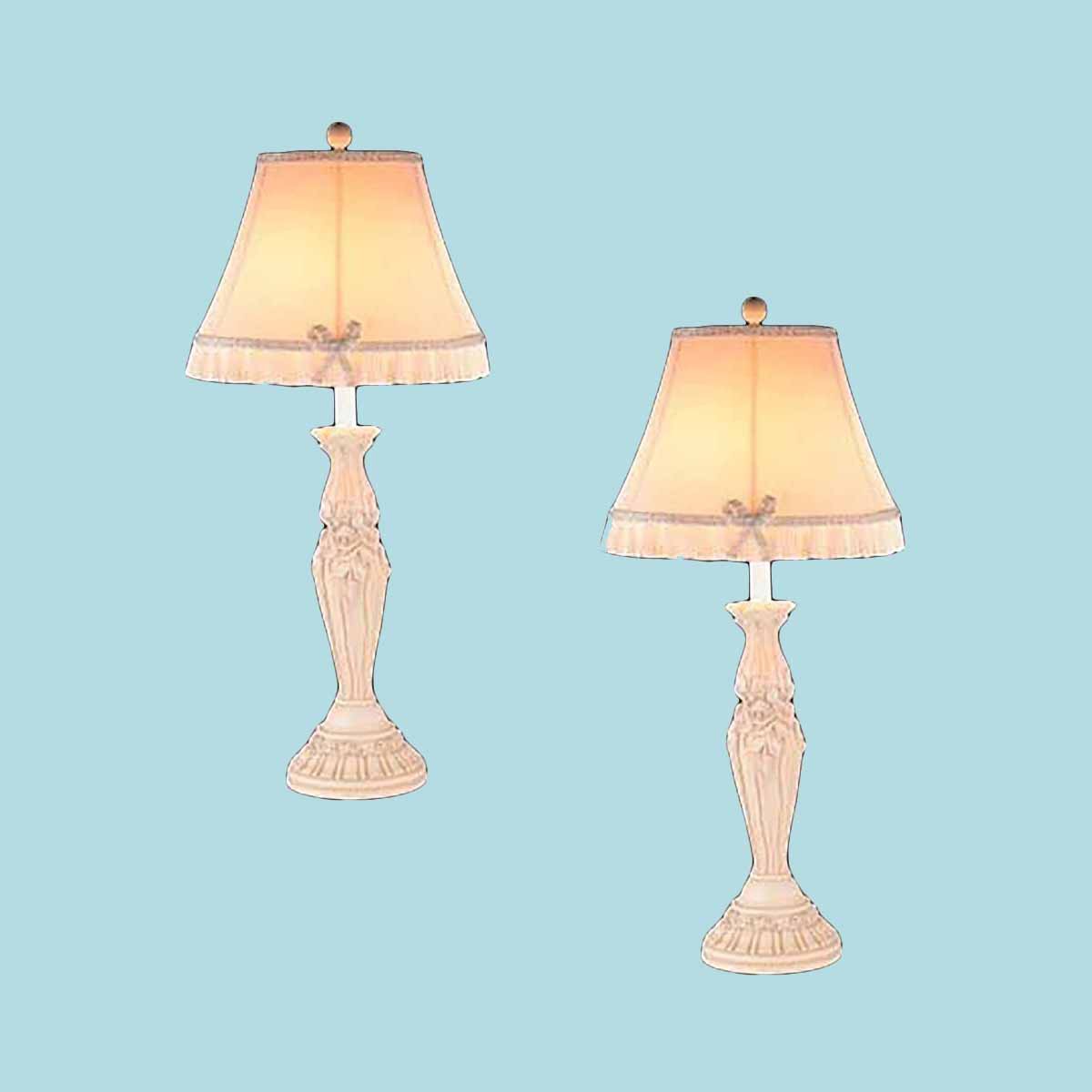 2 Table Lamp Cream Cast Plaster Lamp 22H Renovator's Supply Item74003