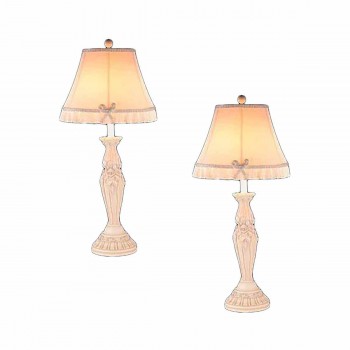2 Table Lamp Cream Cast Plaster Lamp 22"H 