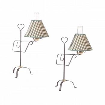 2 Table Lamp Black Iron Table Lamp Green Shade 24.5"H 