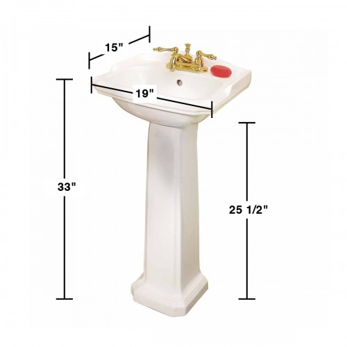 Small White Pedestal Bathroom Sink with 4" Rose Gold Faucet and Drain image-8