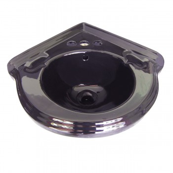 Small Corner Sink Wall Mount Black Centerset with 4" Rose Gold Faucet and Drain image-4