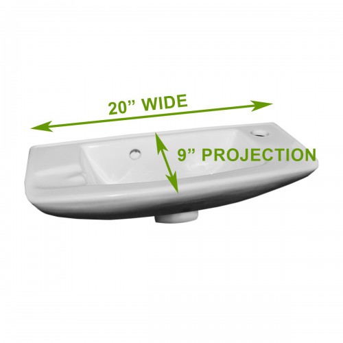 Wall Mount Small Vessel Sink With Overflow and Single Faucet Hole Set of 3 image-10