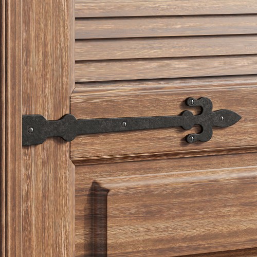 Decorative Door Strap Dummy Hinge 12" Fleur De Lis Antique Rustic Pack of 8 image-2