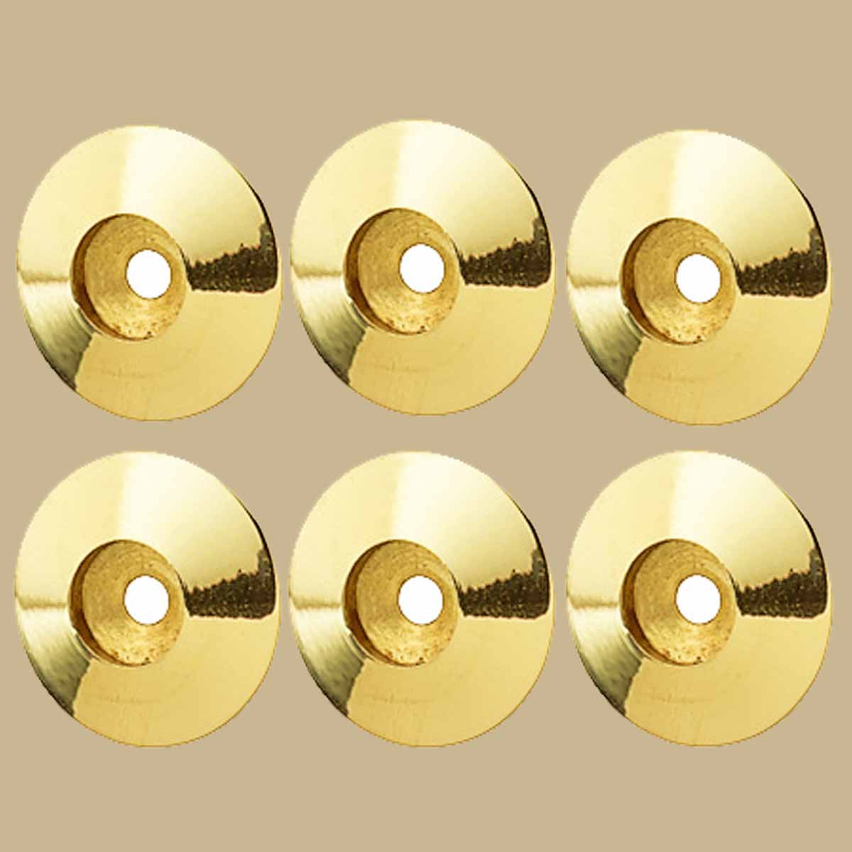Knob Rosettes Bright Solid Brass 1 1/4" Set of 6