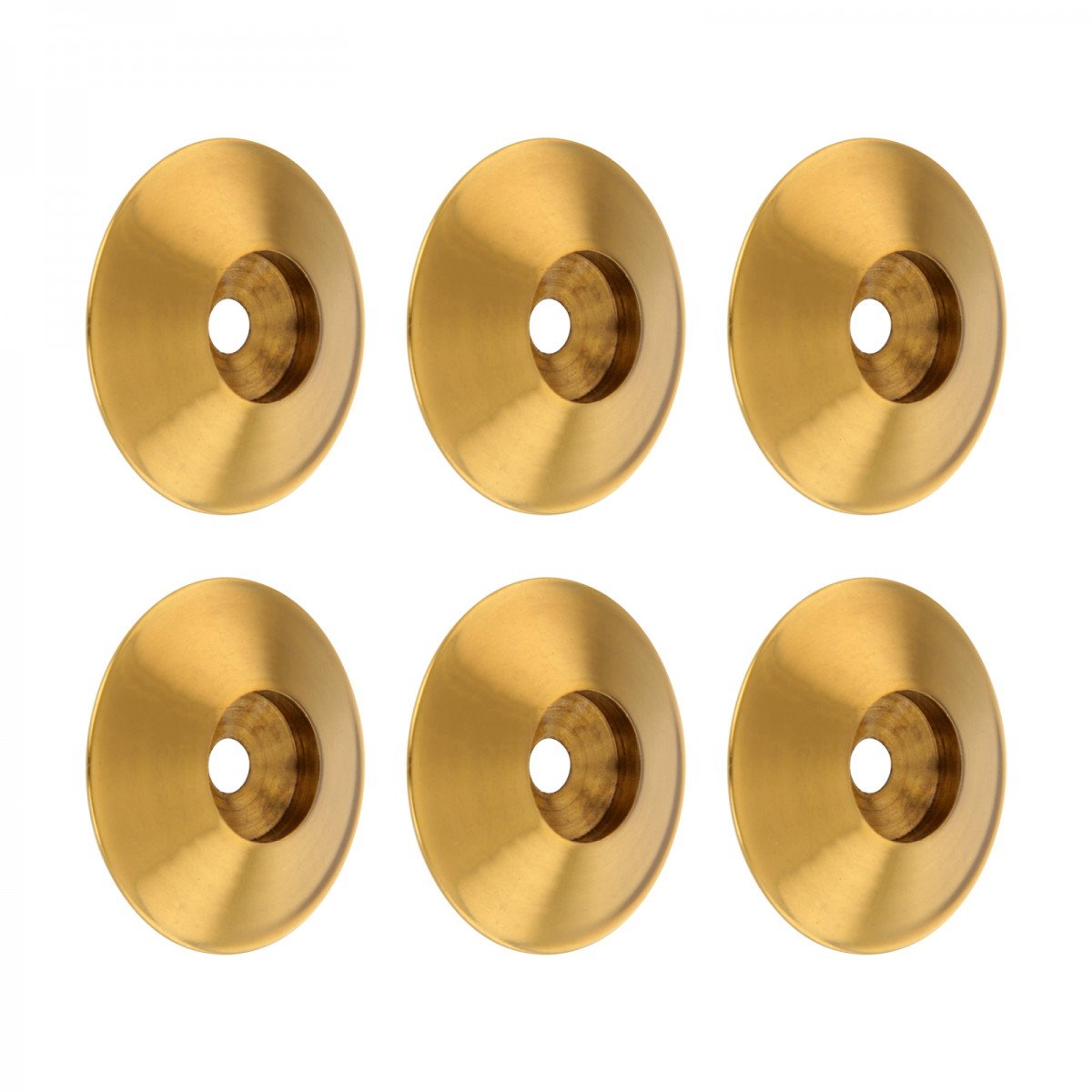 Knob Rosettes Bright Solid Brass 1 1/4" Set of 6