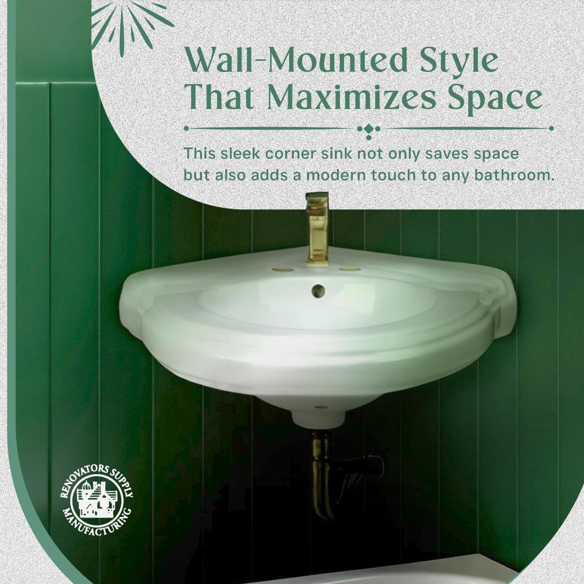 Portsmouth Corner Small Wall Mounted Ceramic Bathroom Sink image-6