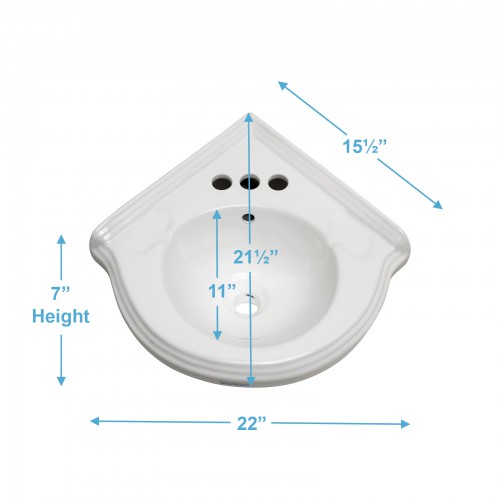 Portsmouth Corner Small Wall Mounted Ceramic Bathroom Sink image-14