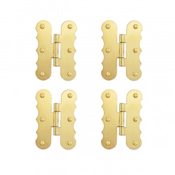 4 Door Hinges Scalloped Flush Cabinet Hinges Solid Brass Folding Cabinet Door 