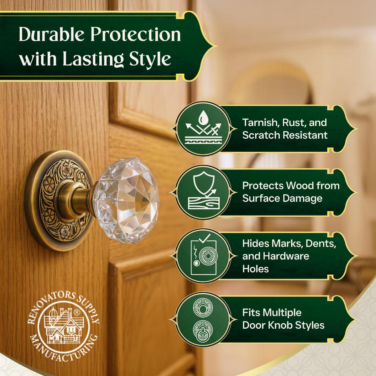 Victorian Rosette Antique Brass Cabinet Door Knob 2.5" Dia. Back Plate Pack of 4 image-5