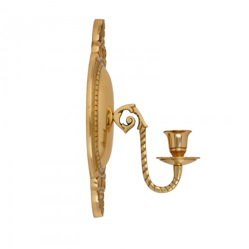 2 Wall Sconces Bright Brass Candle Holders Set of 2 image-9