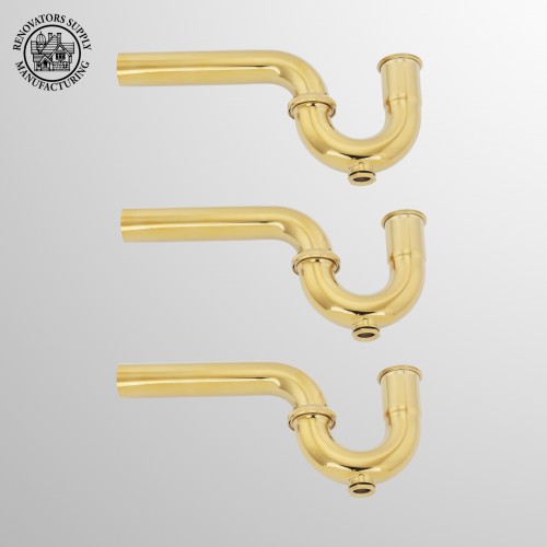 Titanium plated Brass Finish Stainless Steel P Trap 1 1/4" W/ Clean Out image-2