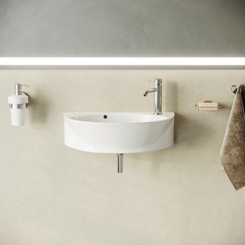 Small Wall Mount Sink for Bathroom Narrow White Porcelain with Overflow image-2