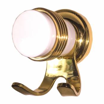 Victorian Bathroom Robe Hook White Porcelain Spectrum Brass 