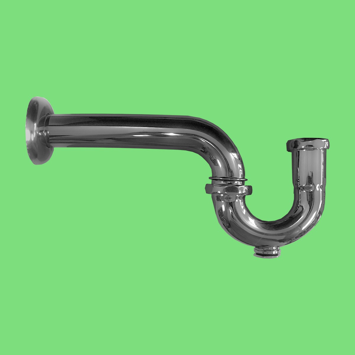 Heavy P Trap Chrome Brass Cleanout 1 1/4 OD Inlet/Outlet Renovator's