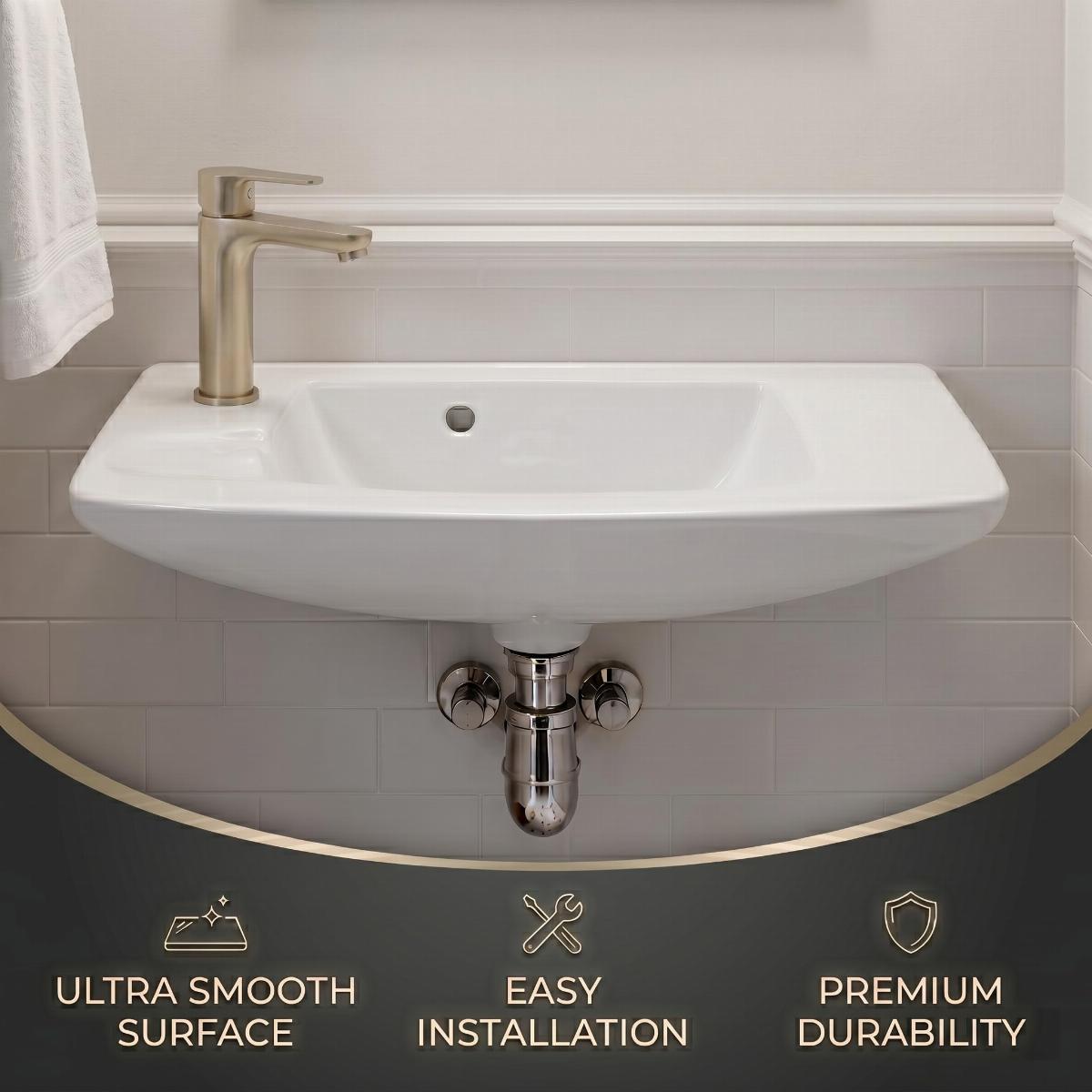 West Edgewood 20" Wall Mounted Bathroom Sink White with Overflow image-10