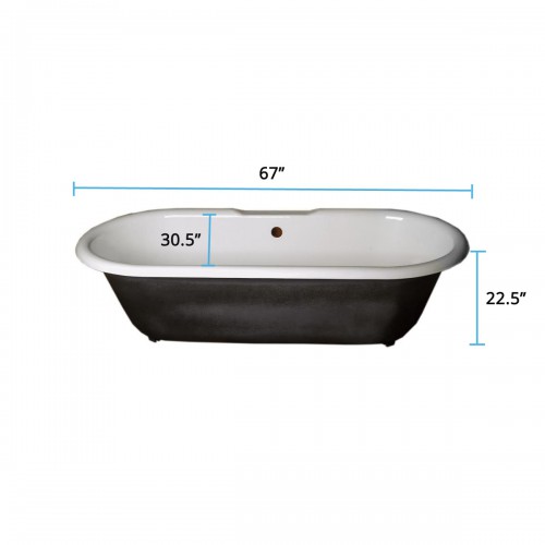 Primed Black Cast Iron Clawfoot Tub FEET NOT INCLUDED Bathroom White Bathtub image-4