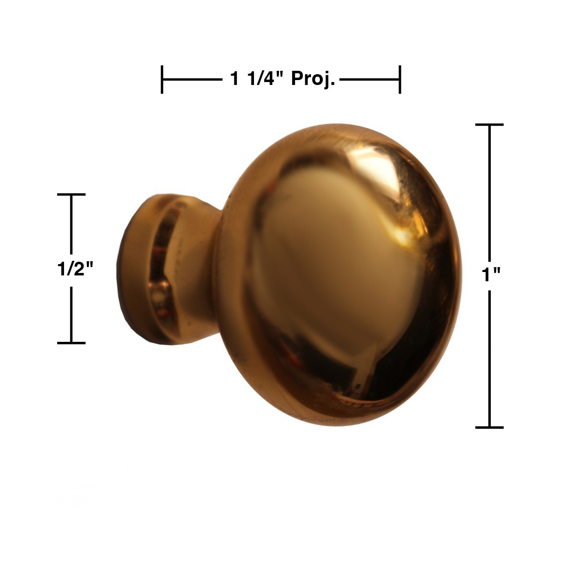 Knob Black Solid Brass Colonial 1" Dia