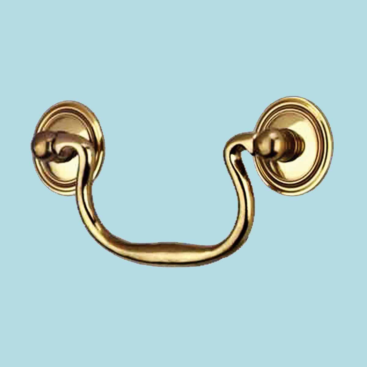 Bright Solid Brass Classic Bail Pull 3 3/4" Boring