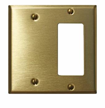 Switchplate Brushed Solid Brass GFI Blank 
