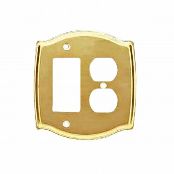 Switchplate Bright Solid Brass GFI & Outlet 