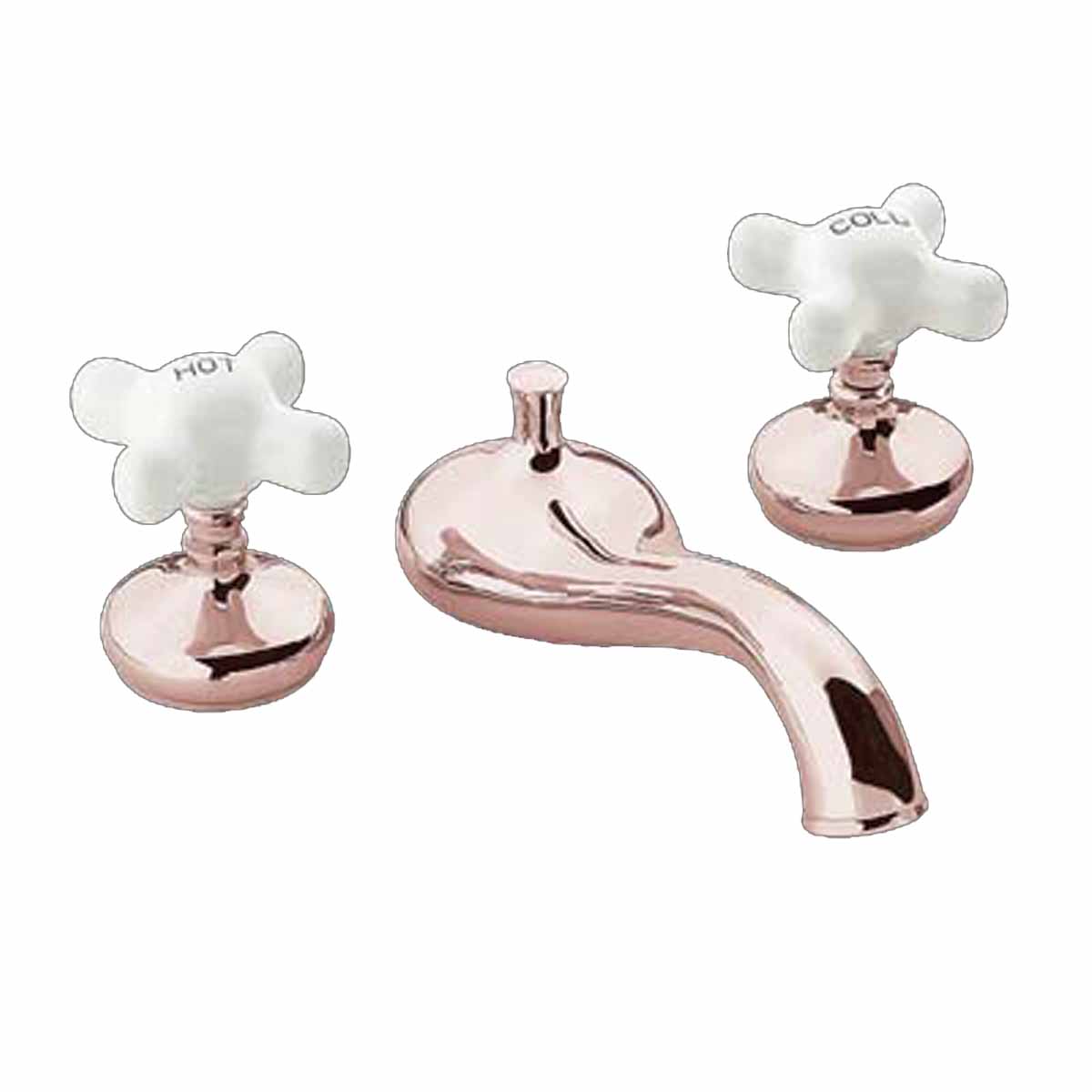 Tub Faucet Heavy Brass Porcelain Cross Handles Deck Mount