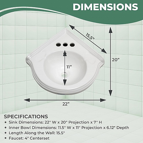 Corner Wall Mount Sink | White Round Bowl Sink Corner Shaped
