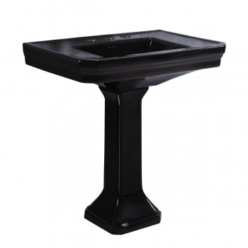 Black Large Pedestal Sink Victorian With 8" Widespread Faucet & P-Trap Included image-3