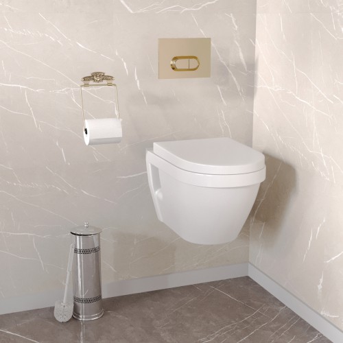 Bathroom Toilet Brush Holder Bright Chrome 15"H x 5"D image-2