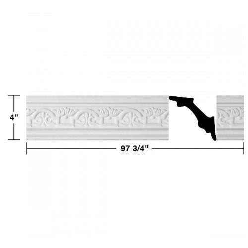 White Urethane Foam Palso - Cornice - Ornate  12 Pieces Totaling 1173" Length image-3