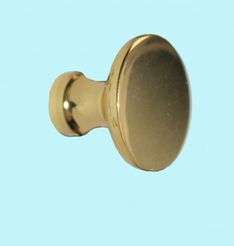 Cabinet Knob Bright Solid Brass Traditional 1" Dia image-2