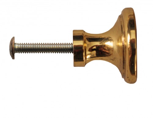 Cabinet Knob Bright Solid Brass Traditional 1" Dia image-4