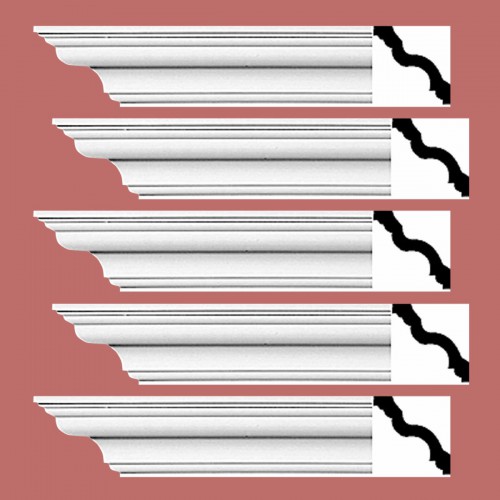Cornice White Urethane Hopewell Simple Design 5 Pieces Totaling 480" Length image-2