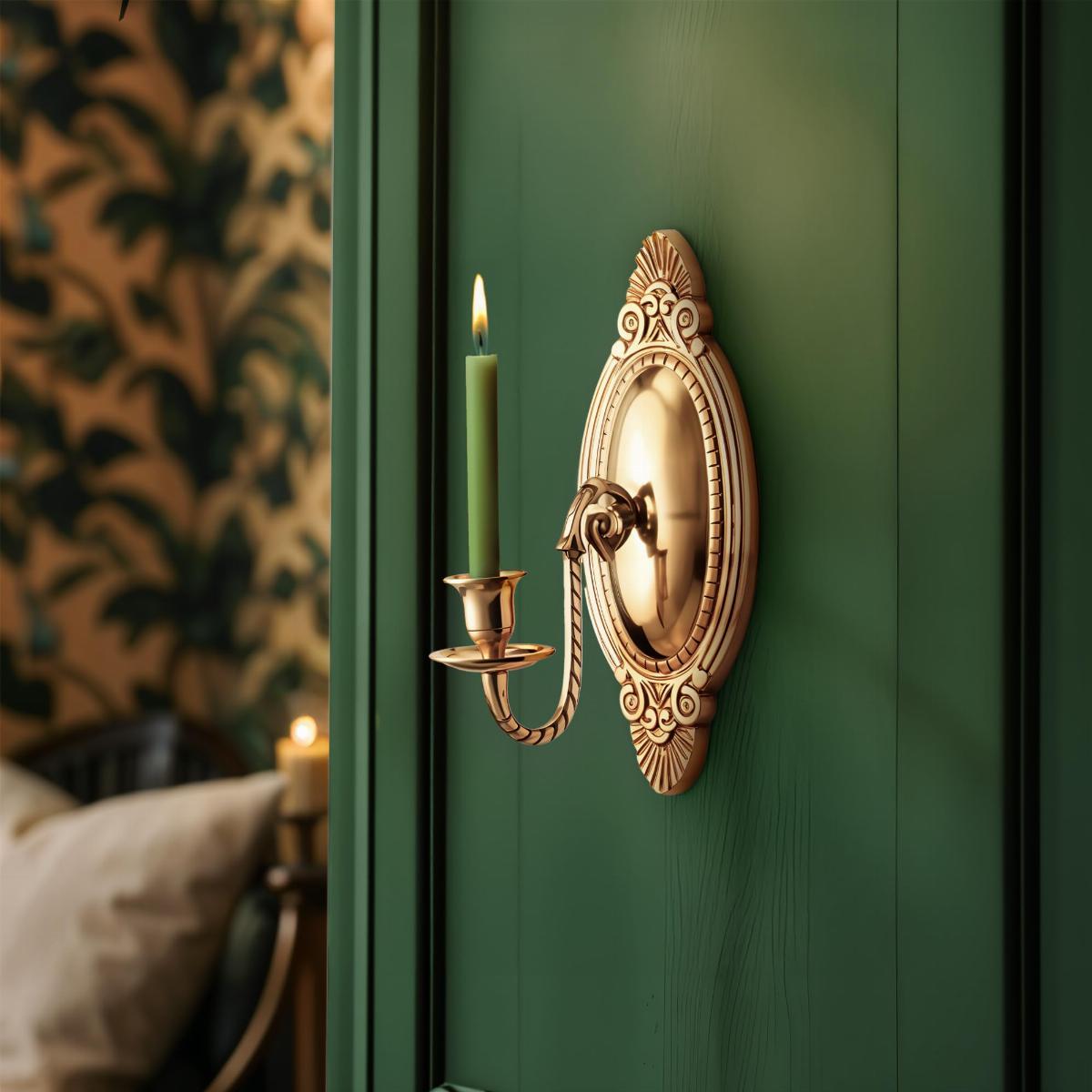 Victorian Vintage Brass Wall Sconce Candle Holder image-7