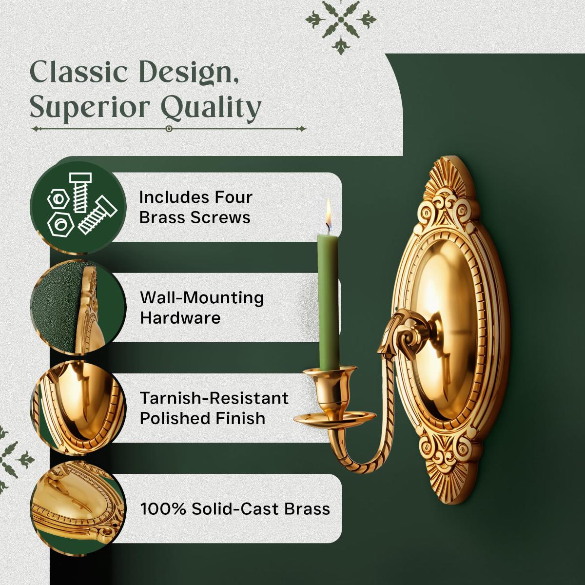 Victorian Vintage Brass Wall Sconce Candle Holder image-2