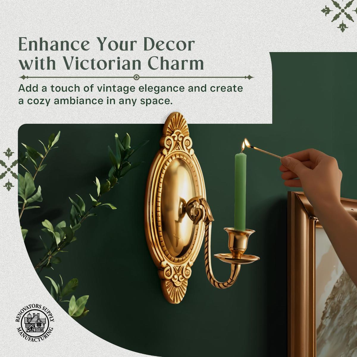 Victorian Vintage Brass Wall Sconce Candle Holder image-5