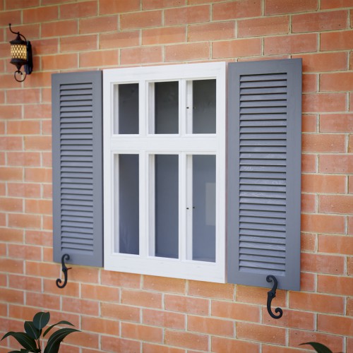 Black Shutter Dog Holders 6.5" L S Style Solid Aluminium with Mounting Screws 1 Pair image-2