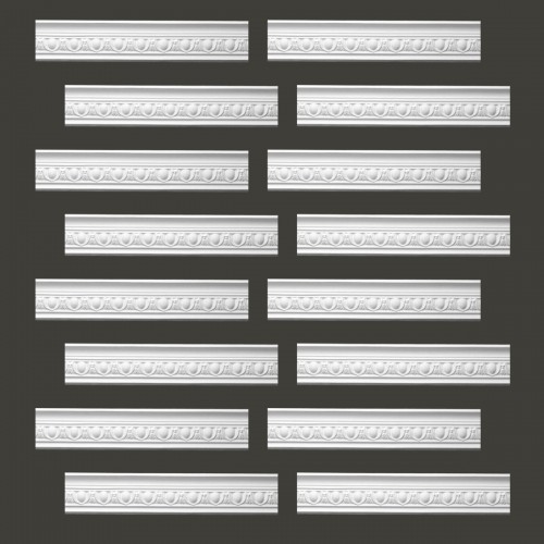 Ornate White Urethane Foam Emperial Cornice  16 Pieces Totaling 1514" Length image-2