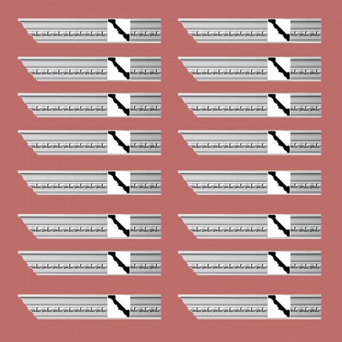 Ornate Cornice White Urethane Bellance Design 16 Pieces Totaling 1504" Length image-2