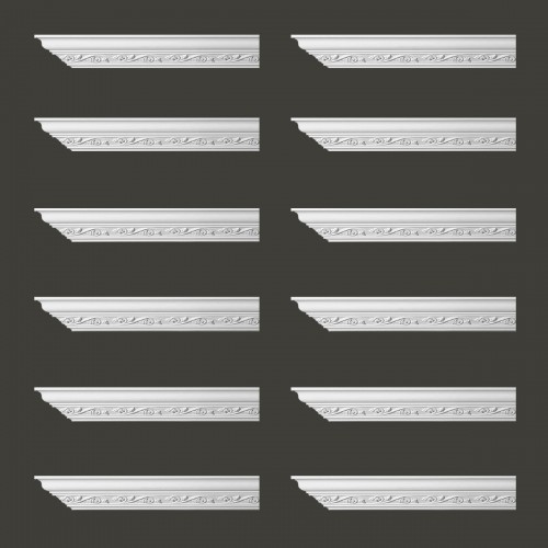 Ornate Cornice White Urethane Lunetta Design 12 Pieces Totaling 1152" Length image-2