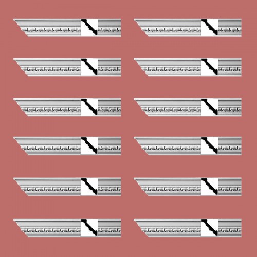 Ornate Cornice White Urethane Bellance Design 12 Pieces Totaling 1128" Length image-2